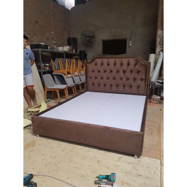 Giường ngủ gỗ công nghiệp bọc nỉ GN017